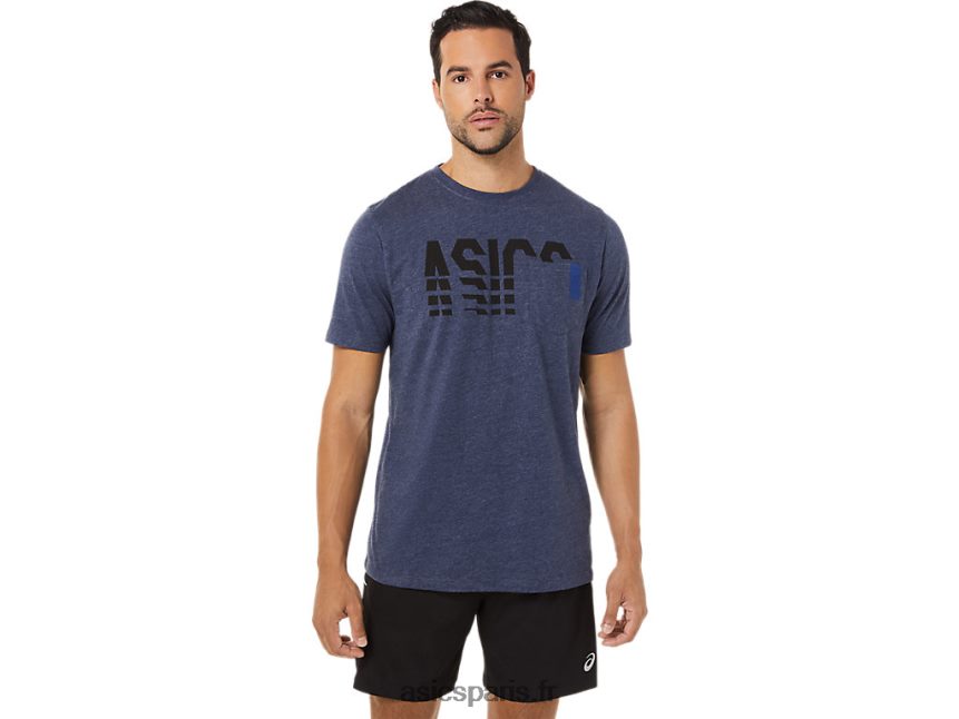 Hommes Asics t-shirt rayé à manches courtes BXL8B21731 bruyère caban