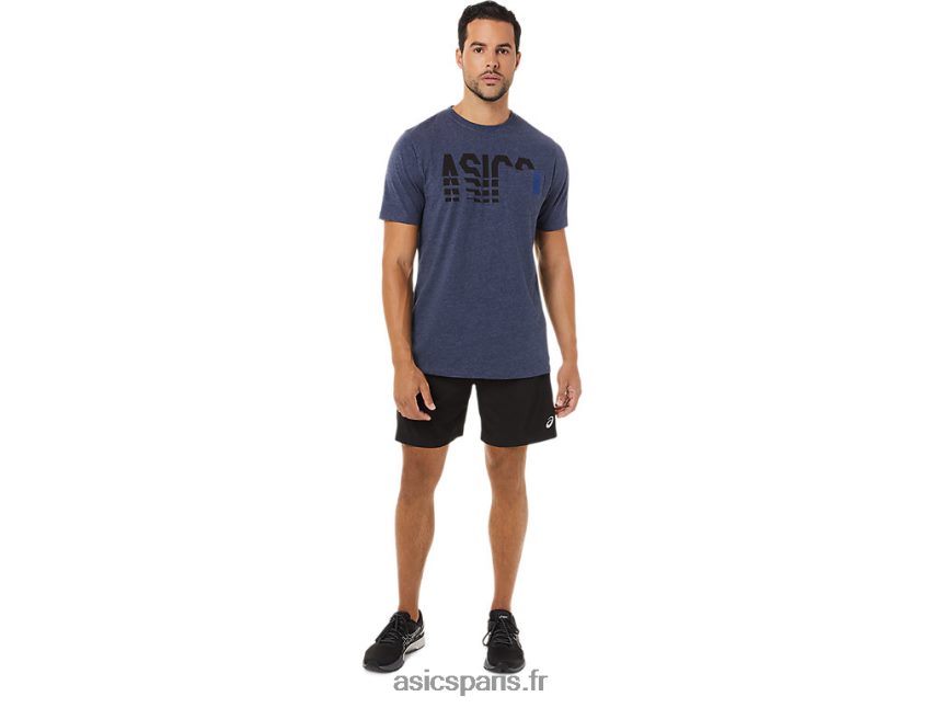 Hommes Asics t-shirt rayé à manches courtes BXL8B21731 bruyère caban
