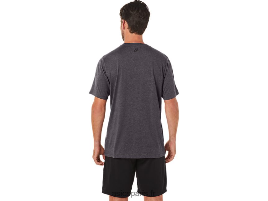 Hommes Asics t-shirt rayé à manches courtes BXL8B219 chiné gris foncé