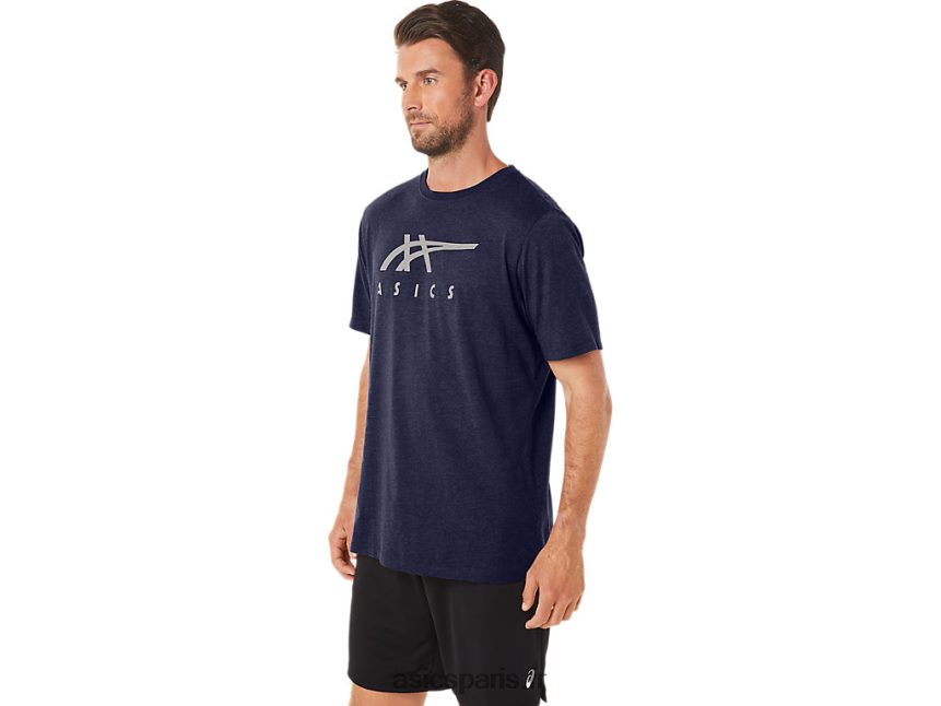 Hommes Asics t-shirt rayé à manches courtes BXL8B223 bruyère caban