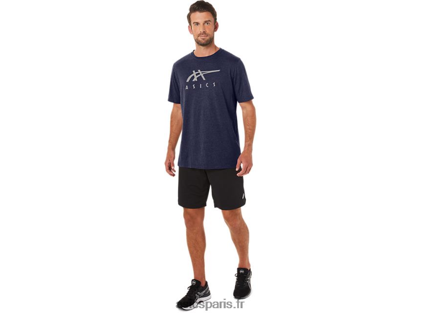 Hommes Asics t-shirt rayé à manches courtes BXL8B223 bruyère caban