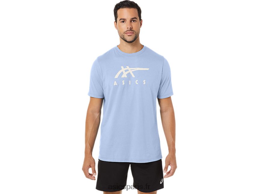 Hommes Asics t-shirt rayé à manches courtes BXL8B228 ciel doux