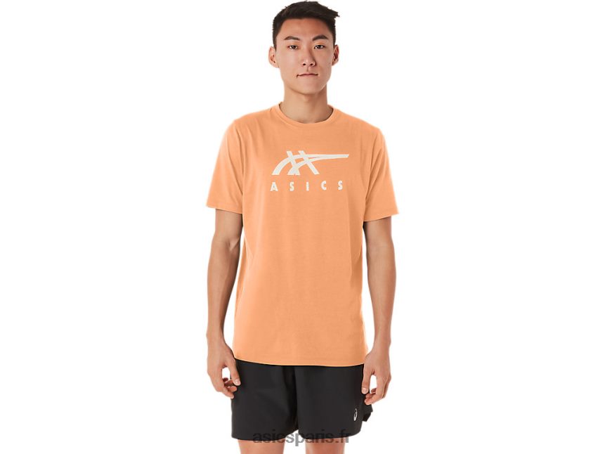 Hommes Asics t-shirt rayé à manches courtes BXL8B270 dune d'été