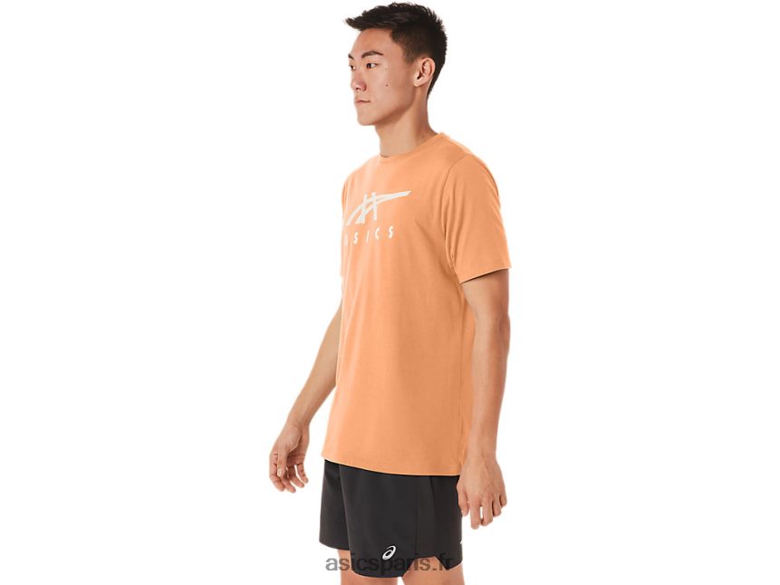 Hommes Asics t-shirt rayé à manches courtes BXL8B270 dune d\'été