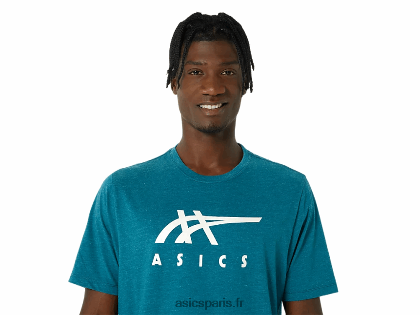 Hommes Asics t-shirt rayé à manches courtes BXL8B2802 velours pin bruyère