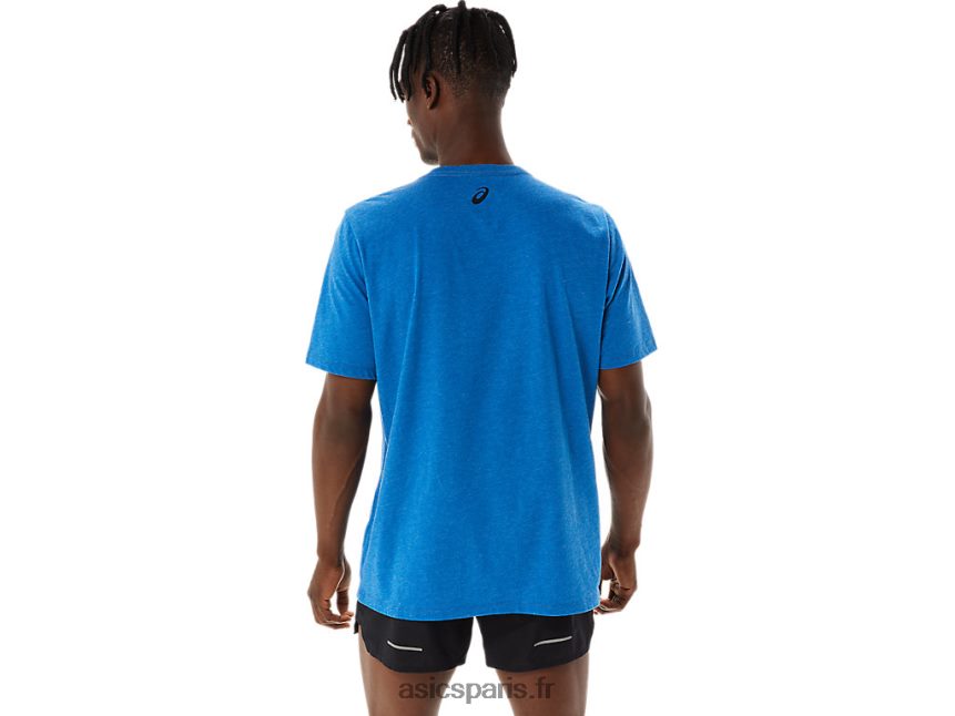 Hommes Asics t-shirt rayé à manches courtes BXL8B2850 bruyère du lac