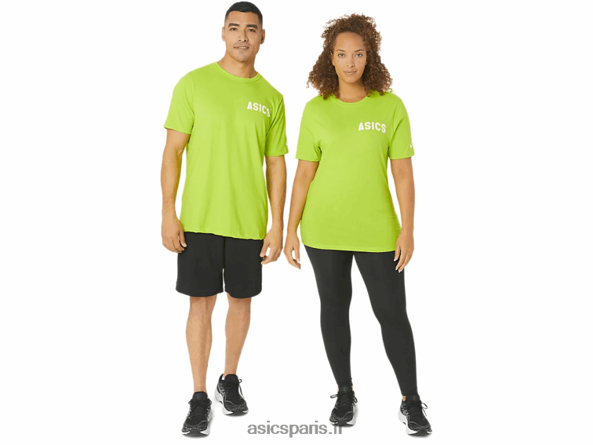 Hommes Asics t-shirt à rayures BXL8B2142 le zeste de lime