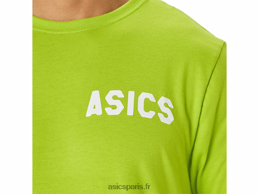 Hommes Asics t-shirt à rayures BXL8B2142 le zeste de lime