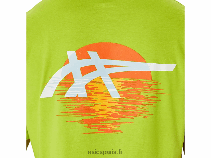 Hommes Asics t-shirt à rayures BXL8B2142 le zeste de lime