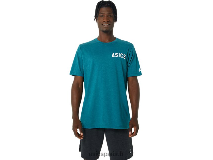 Hommes Asics t-shirt à rayures BXL8B2831 velours pin bruyère