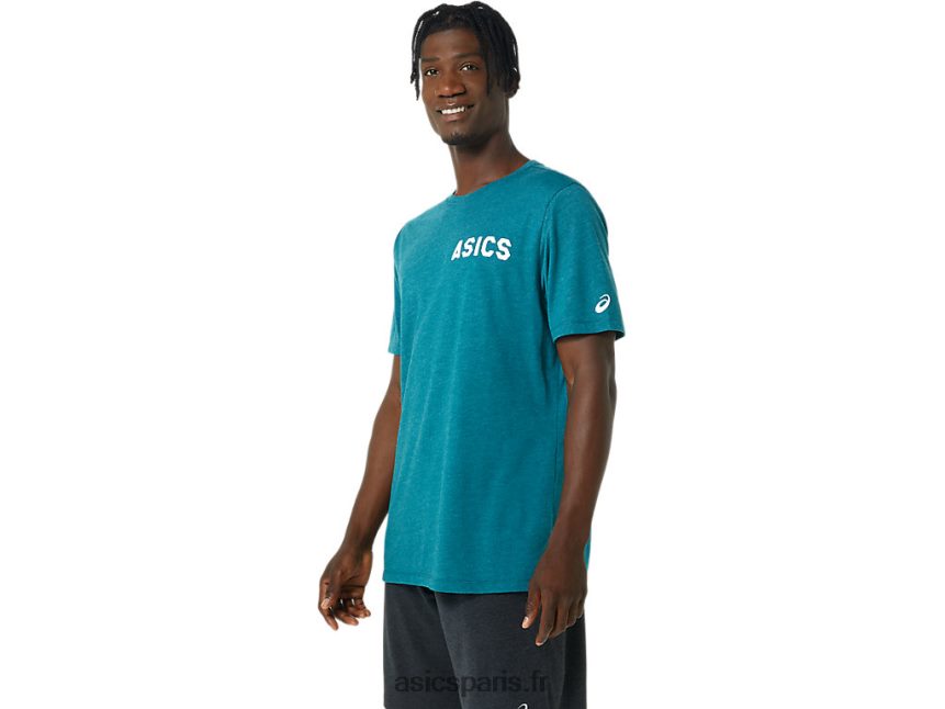 Hommes Asics t-shirt à rayures BXL8B2831 velours pin bruyère