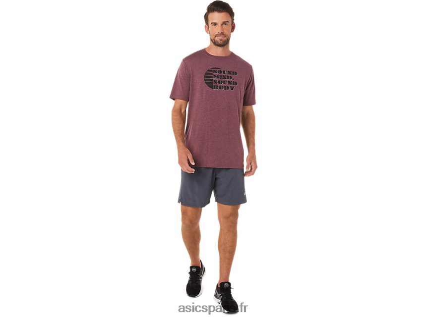 Hommes Asics t-shirt à slogan à manches courtes BXL8B21607 bruyère mars profonde