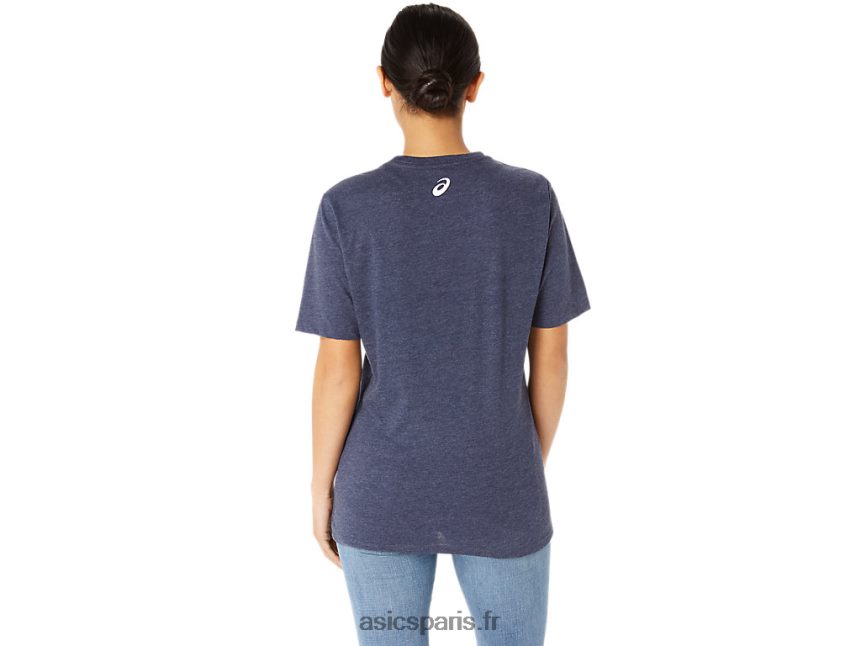 Hommes Asics t-shirt unisexe blue jean mile crew BXL8B225 bruyère caban