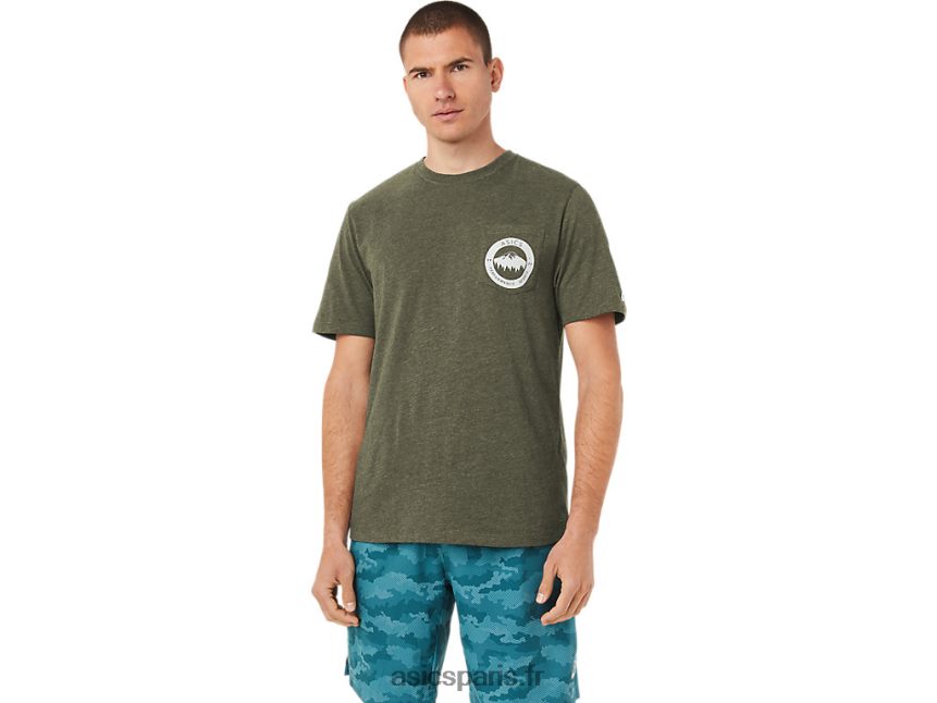 Hommes Asics tee-shirt montagne 1977 BXL8B21080 toile olive