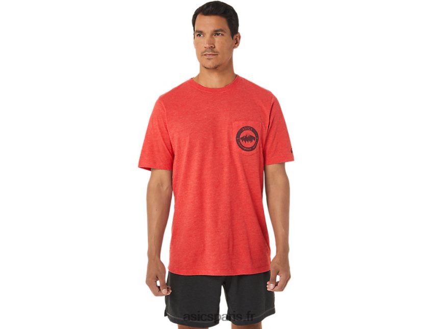 Hommes Asics tee-shirt montagne 1977 BXL8B2890 bruyère rouge classique