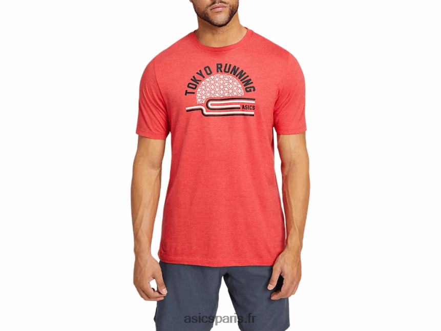 Hommes Asics tee-shirt teatokyo BXL8B22041 bruyère rouge classique