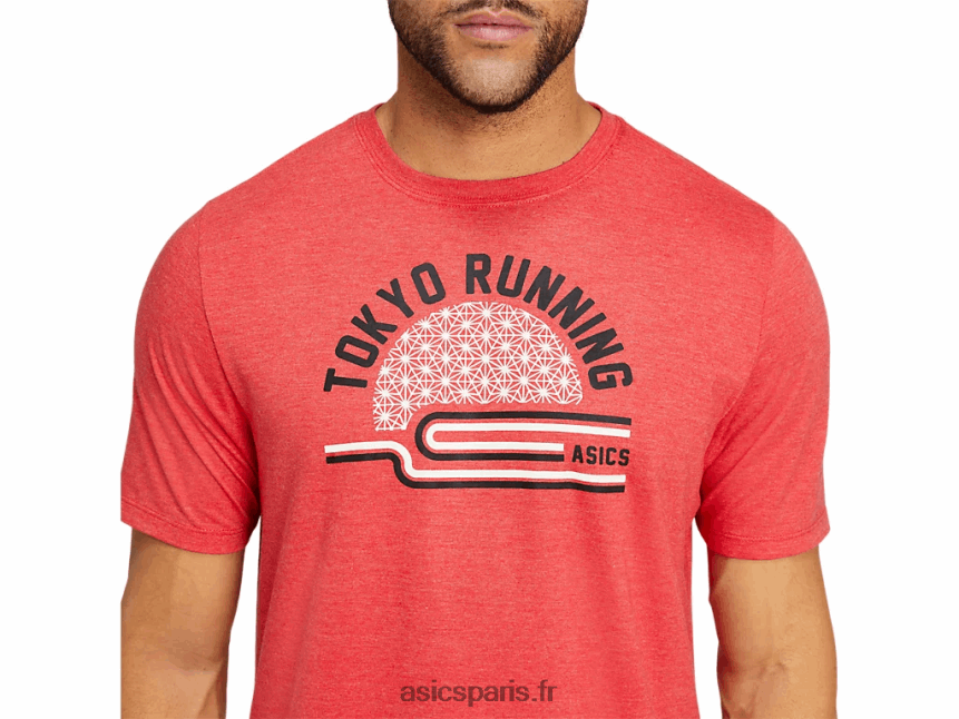 Hommes Asics tee-shirt teatokyo BXL8B22041 bruyère rouge classique