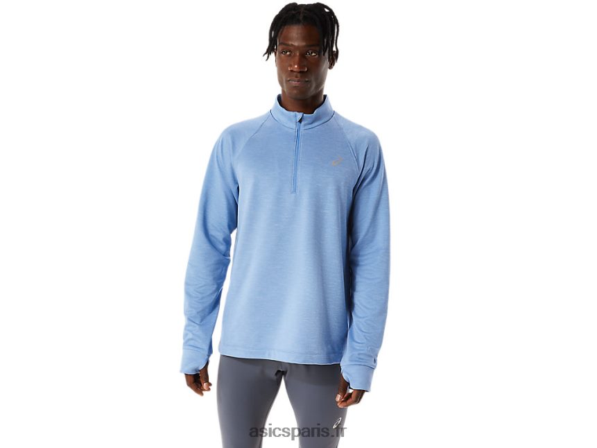 Hommes Asics thermopolis hiver 1/2 zip BXL8B21063 bleu harmonie bruyère