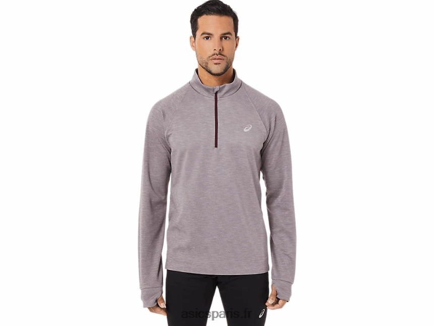 Hommes Asics thermopolis hiver 1/2 zip BXL8B21711 bruyère mars profonde