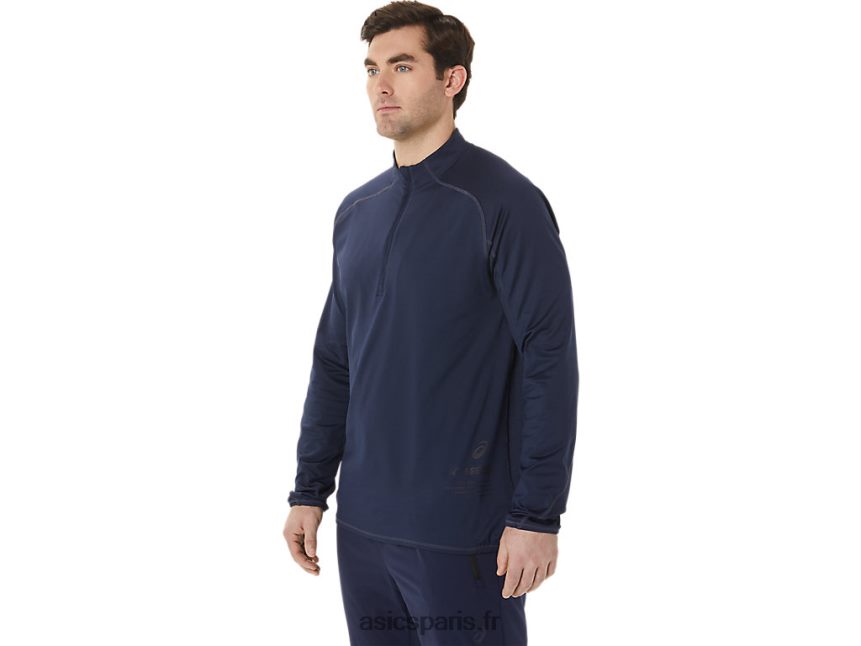 Hommes Asics top 1/2 zip actibreeze jacquard BXL8B2761 minuit