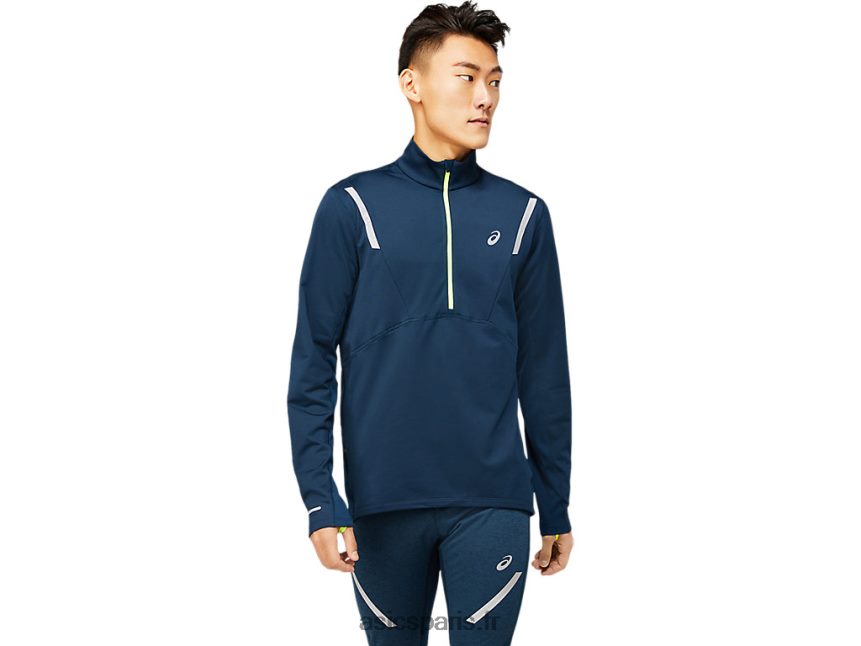 Hommes Asics top 1/2 zip hiver lite-show BXL8B21649 bleu français