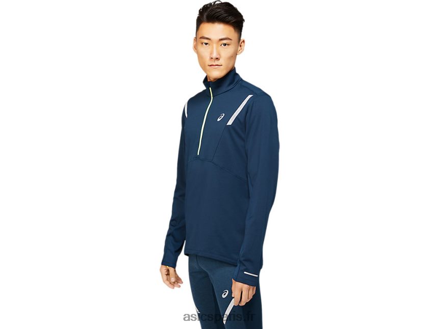 Hommes Asics top 1/2 zip hiver lite-show BXL8B21649 bleu français