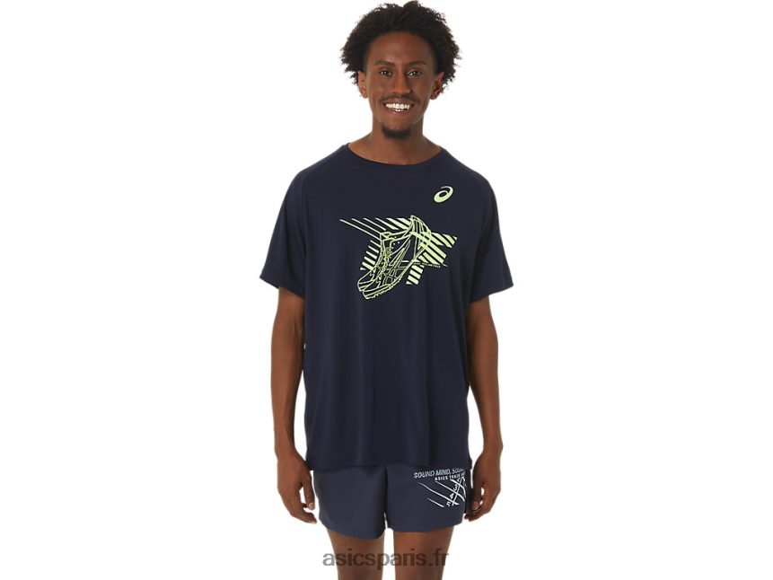 Hommes Asics top graphique à manches courtes BXL8B2243 minuit