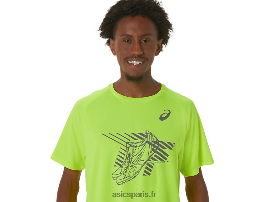 Hommes Asics top graphique à manches courtes BXL8B2279 jaune de sécurité