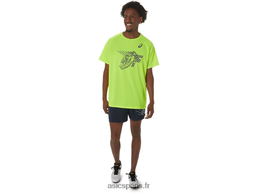 Hommes Asics top graphique à manches courtes BXL8B2279 jaune de sécurité