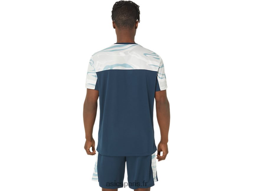 Hommes Asics top à manches courtes BXL8B266 bleu français/teinte polaire