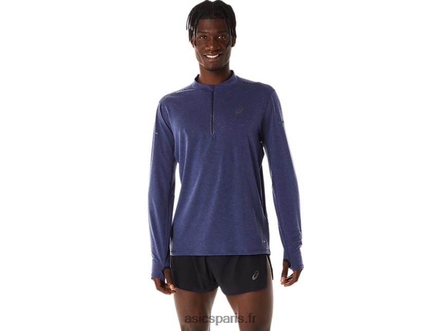 Hommes Asics top manches longues 1/2 zip metarun BXL8B2278 Bleu indigo
