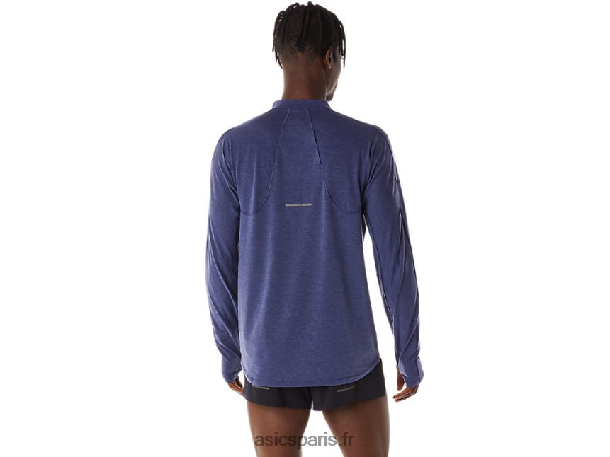 Hommes Asics top manches longues 1/2 zip metarun BXL8B2278 Bleu indigo