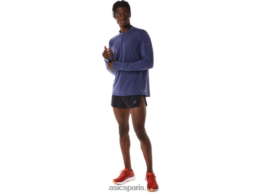 Hommes Asics top manches longues 1/2 zip metarun BXL8B2278 Bleu indigo