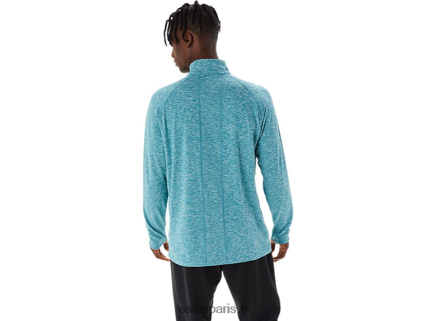 Hommes Asics train sana 1/2 zip BXL8B21068 velours pin bruyère