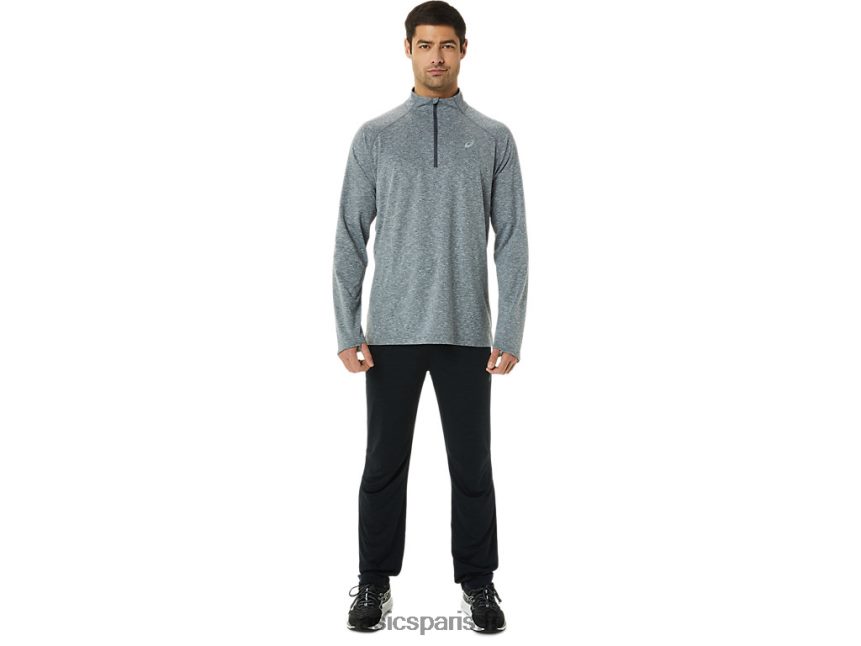 Hommes Asics train sana 1/2 zip BXL8B21414 chiné gris foncé
