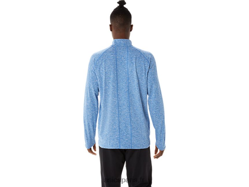 Hommes Asics train sana 1/2 zip BXL8B21470 lake drive chiné/bleu français