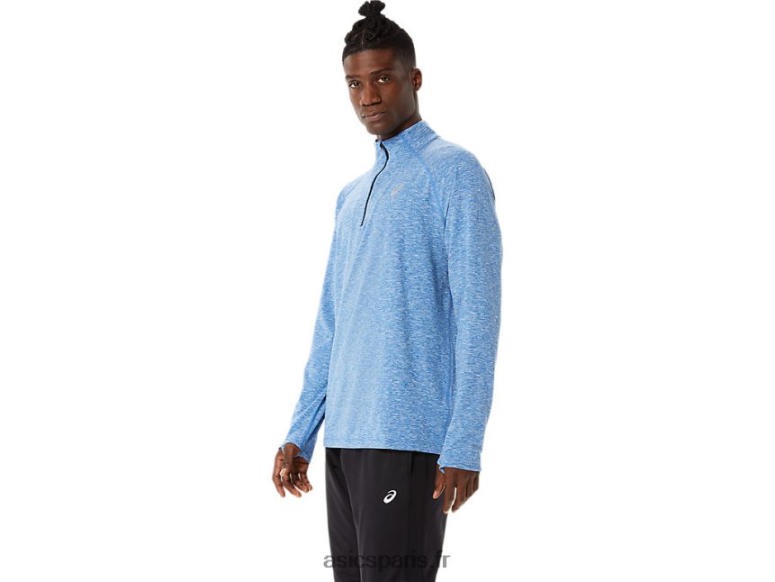 Hommes Asics train sana 1/2 zip BXL8B21470 lake drive chiné/bleu français