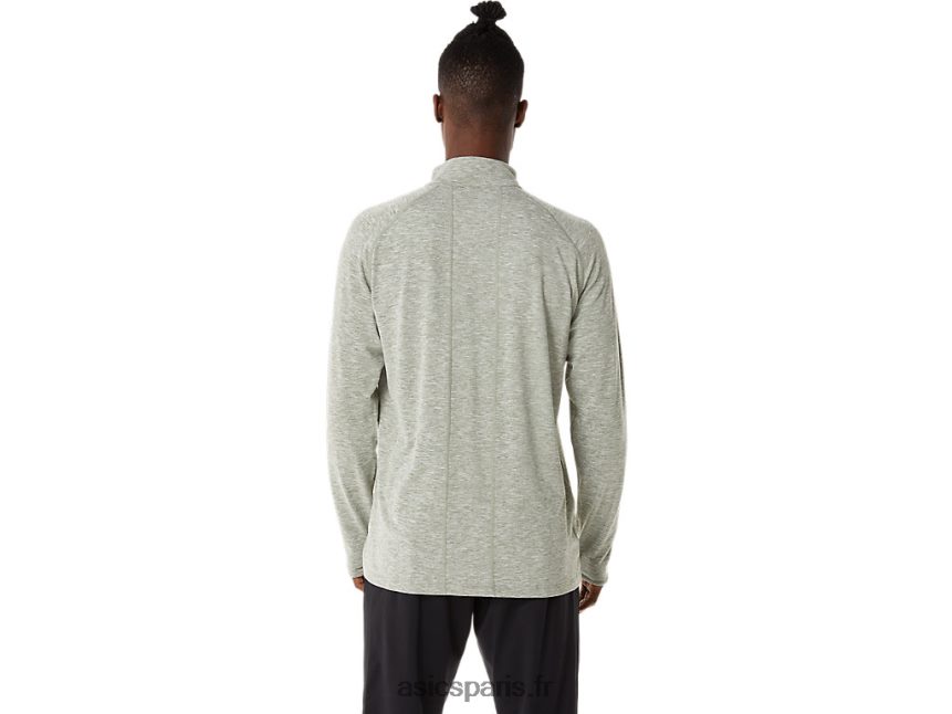 Hommes Asics train sana 1/2 zip BXL8B21477 vert lichen bruyère