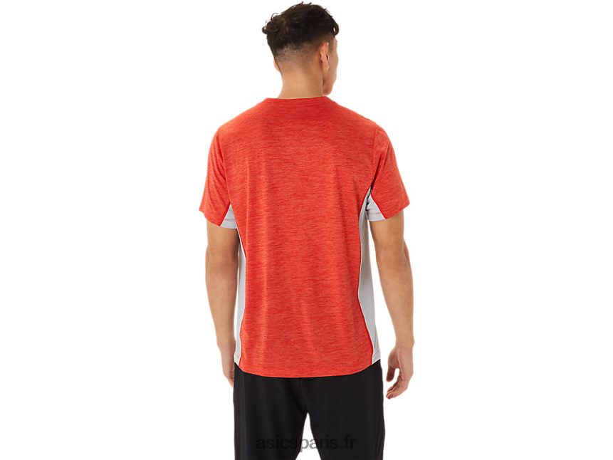 Hommes Asics train sana manches courtes BXL8B21357 rouge feu/gris piémont