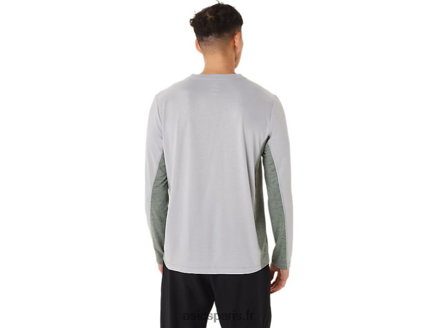 Hommes Asics train sana manches longues BXL8B21419 gris piémont/vert lichen