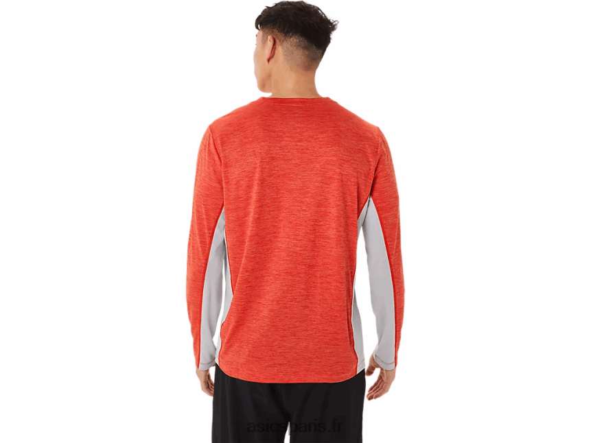 Hommes Asics train sana manches longues BXL8B21423 rouge feu/gris piémont