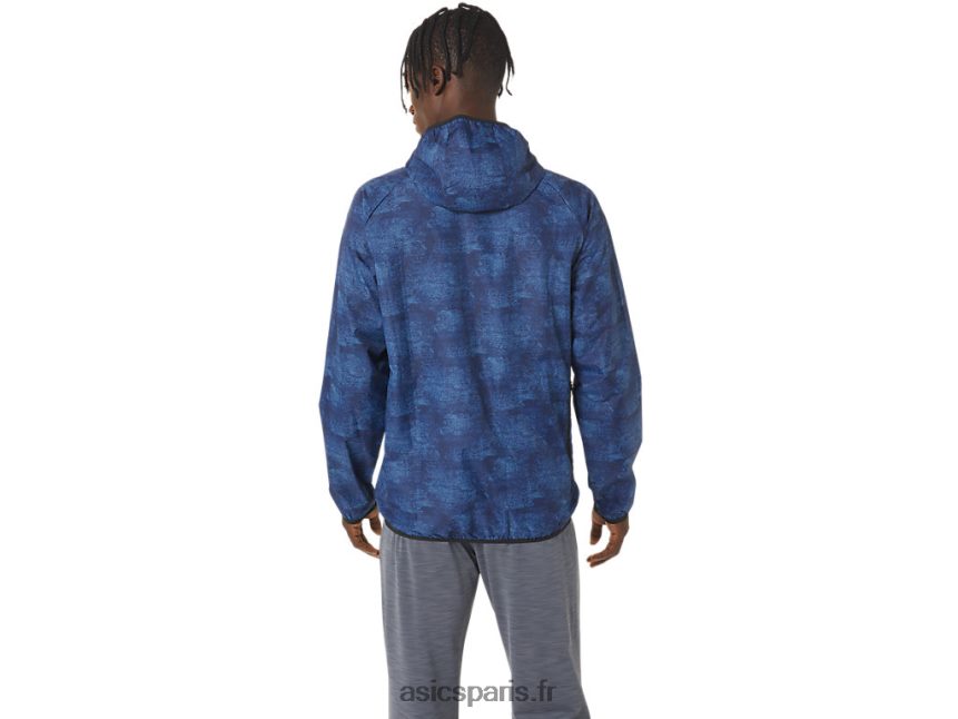 Hommes Asics veste compressible BXL8B21034 imprimé tie-dye bleu/perf noir