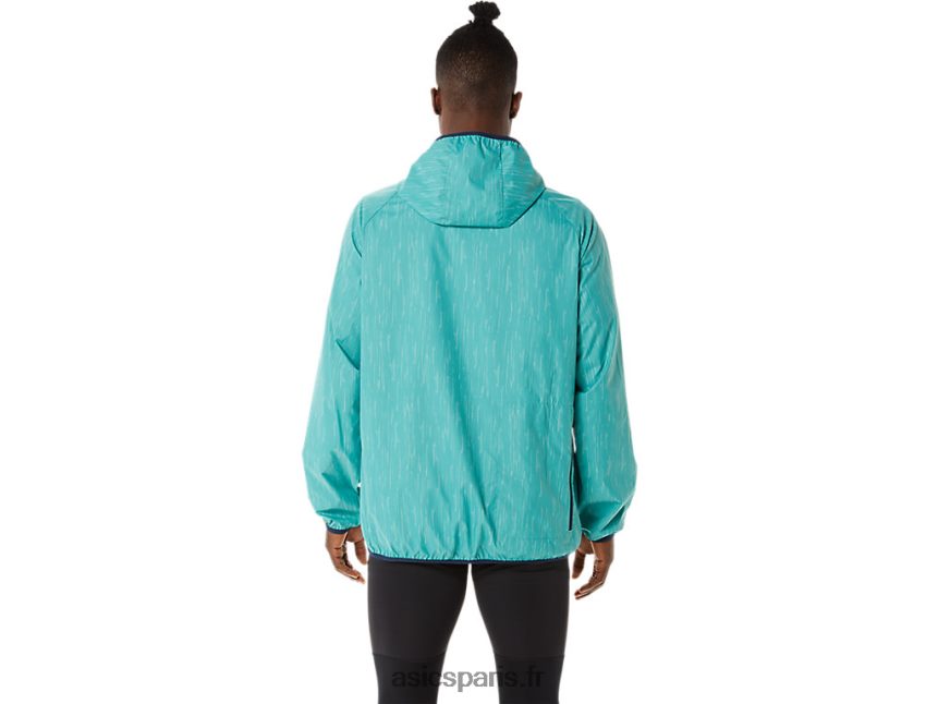 Hommes Asics veste compressible BXL8B21387 imprimé sauge/bleu français