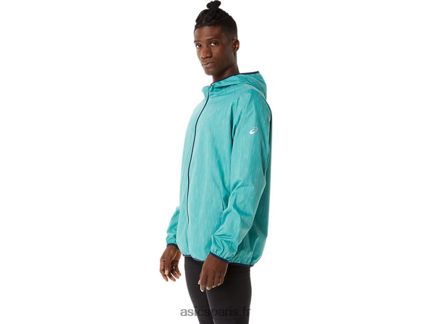 Hommes Asics veste compressible BXL8B21387 imprimé sauge/bleu français