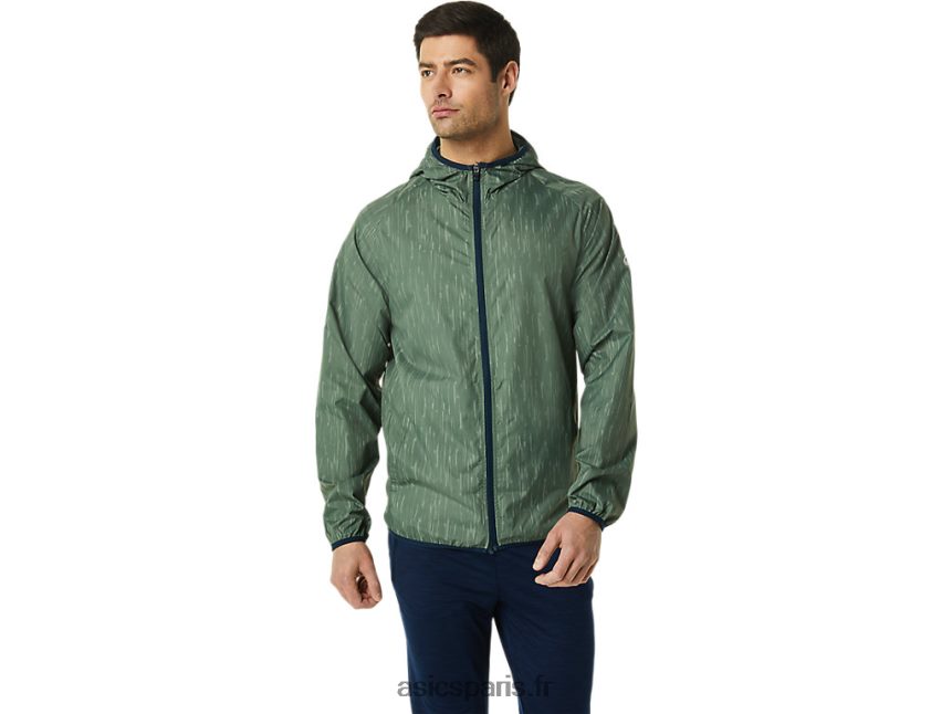 Hommes Asics veste compressible BXL8B2793 imprimé vert lichen/bleu français