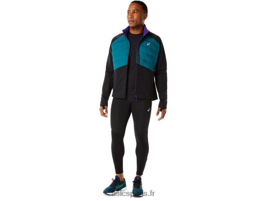 Hommes Asics veste de course d\'hiver BXL8B2849 pin velours/bruyère noire