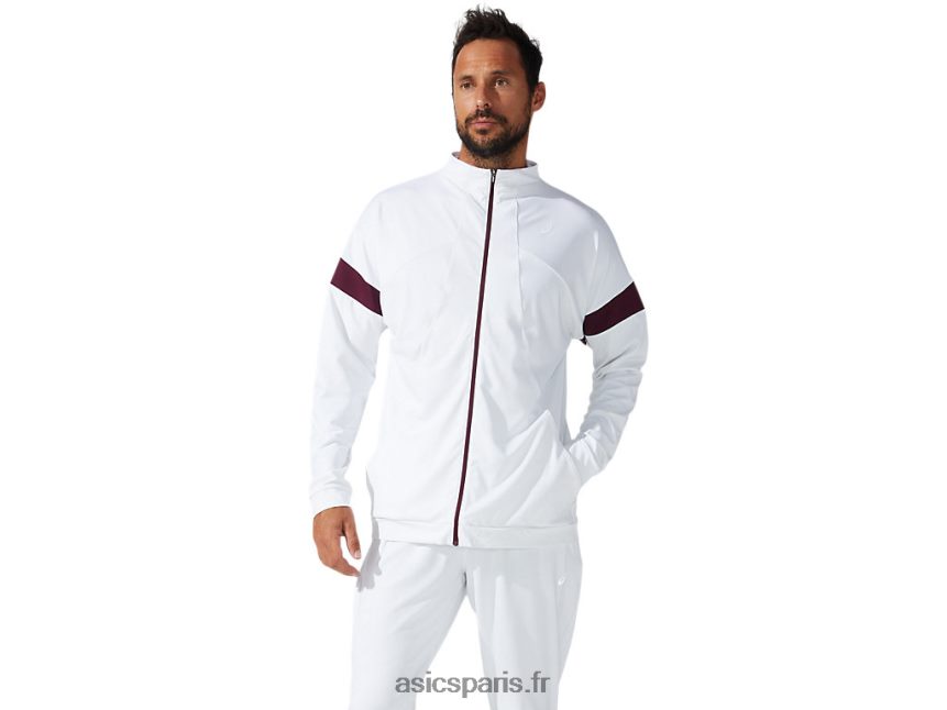 Hommes Asics veste de survêtement BXL8B21785 blanc brillant/mars profond