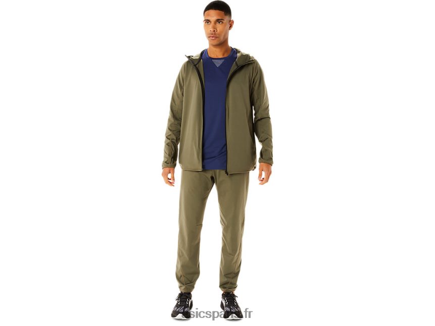 Hommes Asics veste en maille brossée jacquard actibreeze BXL8B2759 manteau vert