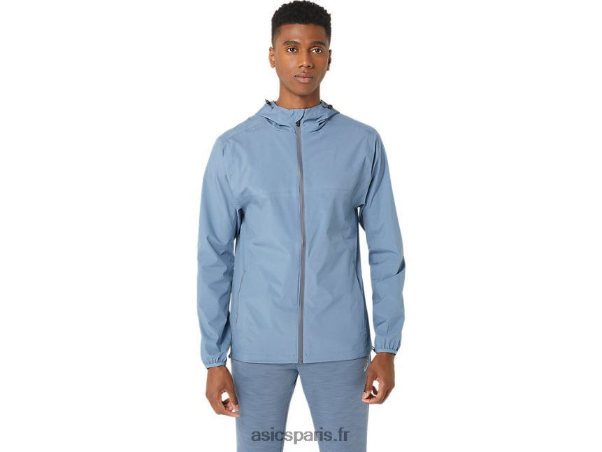 Hommes Asics veste imperméable BXL8B2214 bleu acier/gris porteur