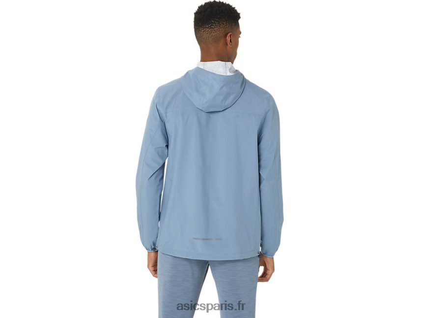 Hommes Asics veste imperméable BXL8B2214 bleu acier/gris porteur